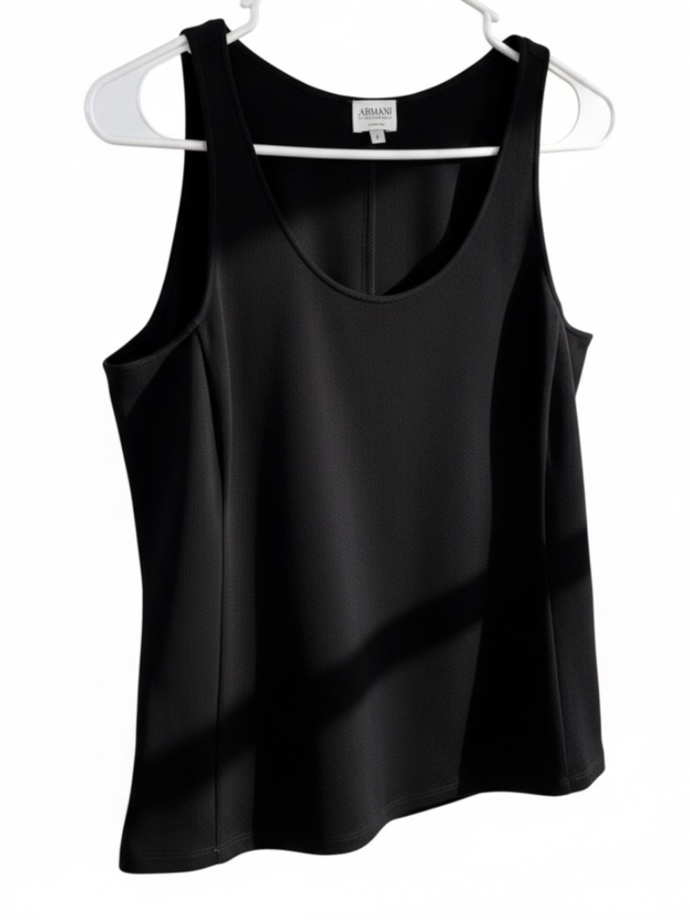 Armani Collezioni Black Sleeveless Silk Blend Top Fitted Side Zip Minimalist